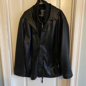 Offset Black Leather Jacket
